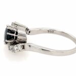Toi et Moi Saphir Ring Gr.58 ca.1,0ct Diamanten Weißgold 750/ 18K - Bild 4 Vorschau