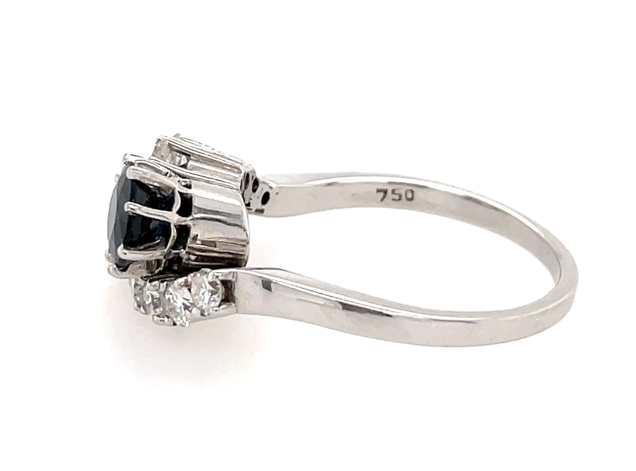 Toi et Moi Saphir Ring Gr.58 ca.1,0ct Diamanten Weißgold 750/ 18K - Bild 4