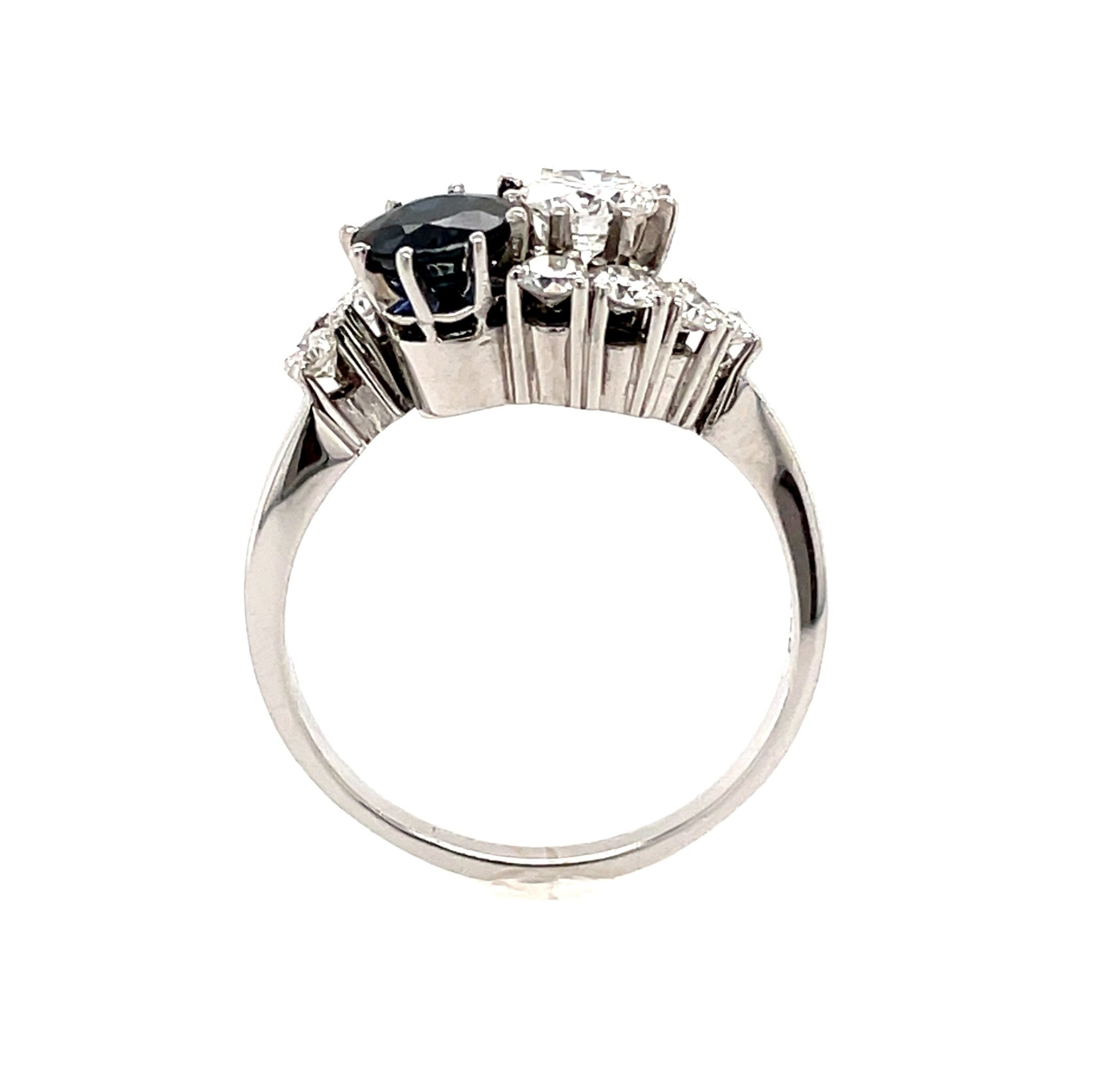Toi et Moi Saphir Ring Gr.58 ca.1,0ct Diamanten Weißgold 750/ 18K - Bild 5