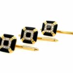 Onyx Manschettenknöpfe Diamanten Bicolor 750/ 18K - Bild 2 Vorschau