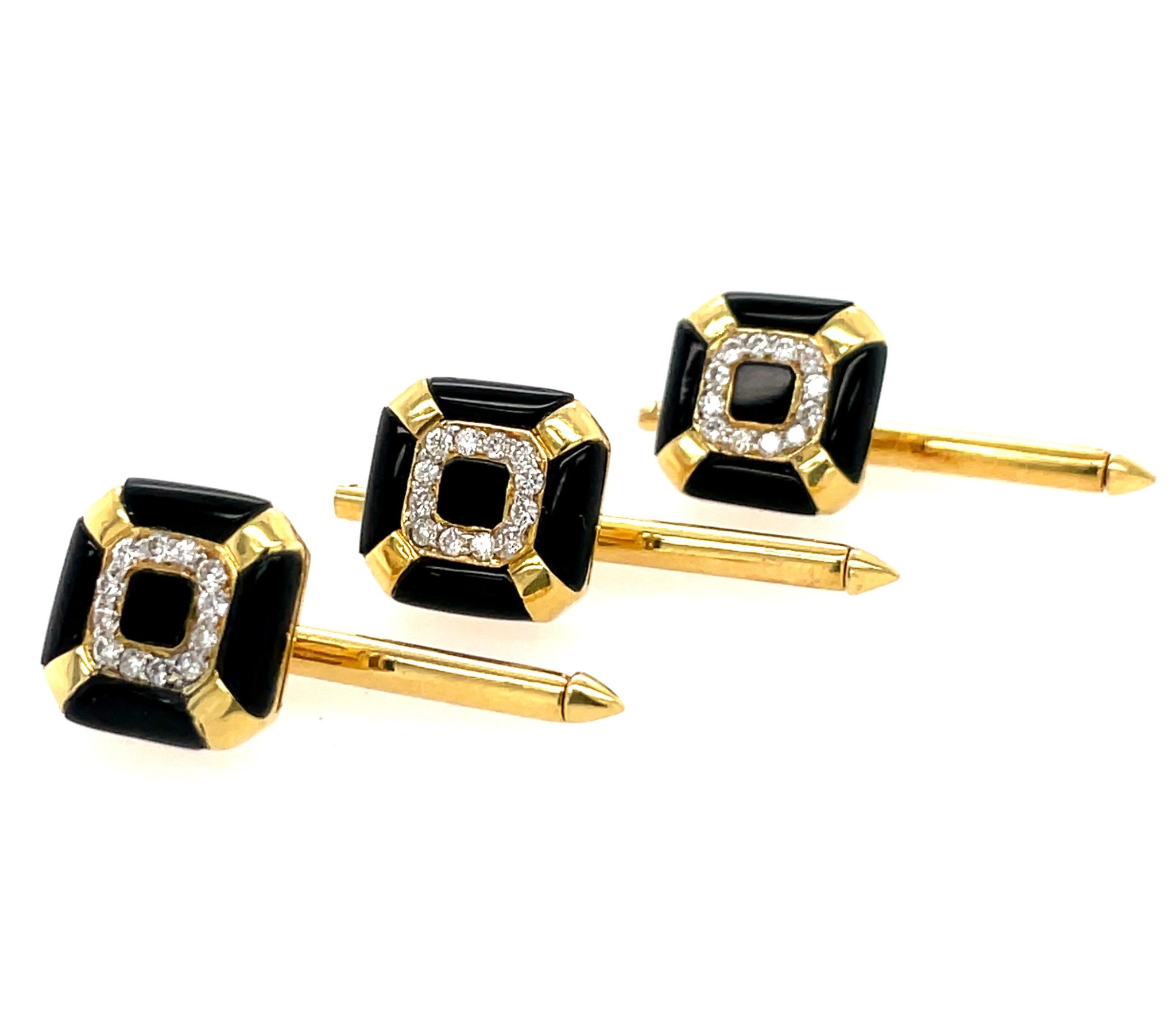 Onyx Manschettenknöpfe Diamanten Bicolor 750/ 18K - Bild 2