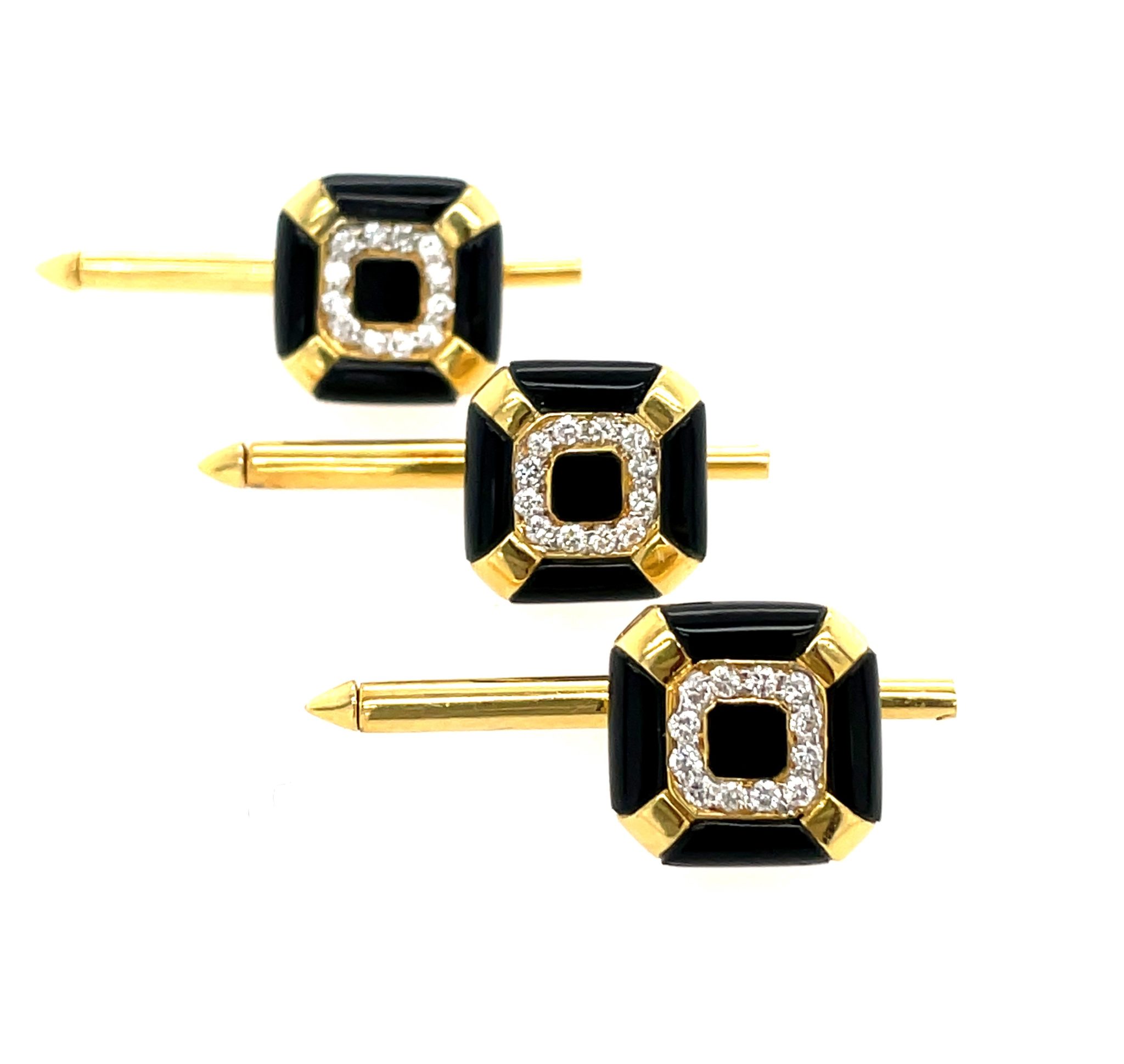 Onyx Manschettenknöpfe Diamanten Bicolor 750/ 18K