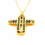 Smaragd „Kreuz“ Kette ca. 0,20 ct Brillanten Gold Kette Gelbgold 750/ 18K - Bild 4 Vorschau