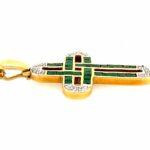 Smaragd „Kreuz“ Kette ca. 0,20 ct Brillanten Gold Kette Gelbgold 750/ 18K - Bild 6 Vorschau