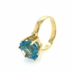 Solitärring Blautopaz Edelstein Ring Gelbgold 585/ 14K - Bild 3 Vorschau