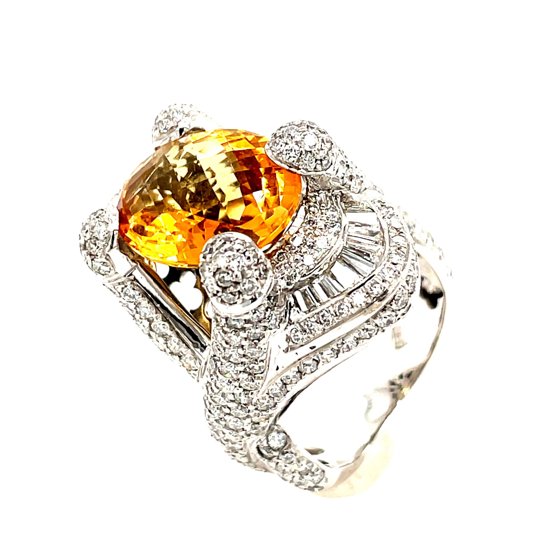 Citrin Cocktail Ring Gr. 56 ca. 3,44 ct Diamanten Weißgold 750/ 18K - Bild 4