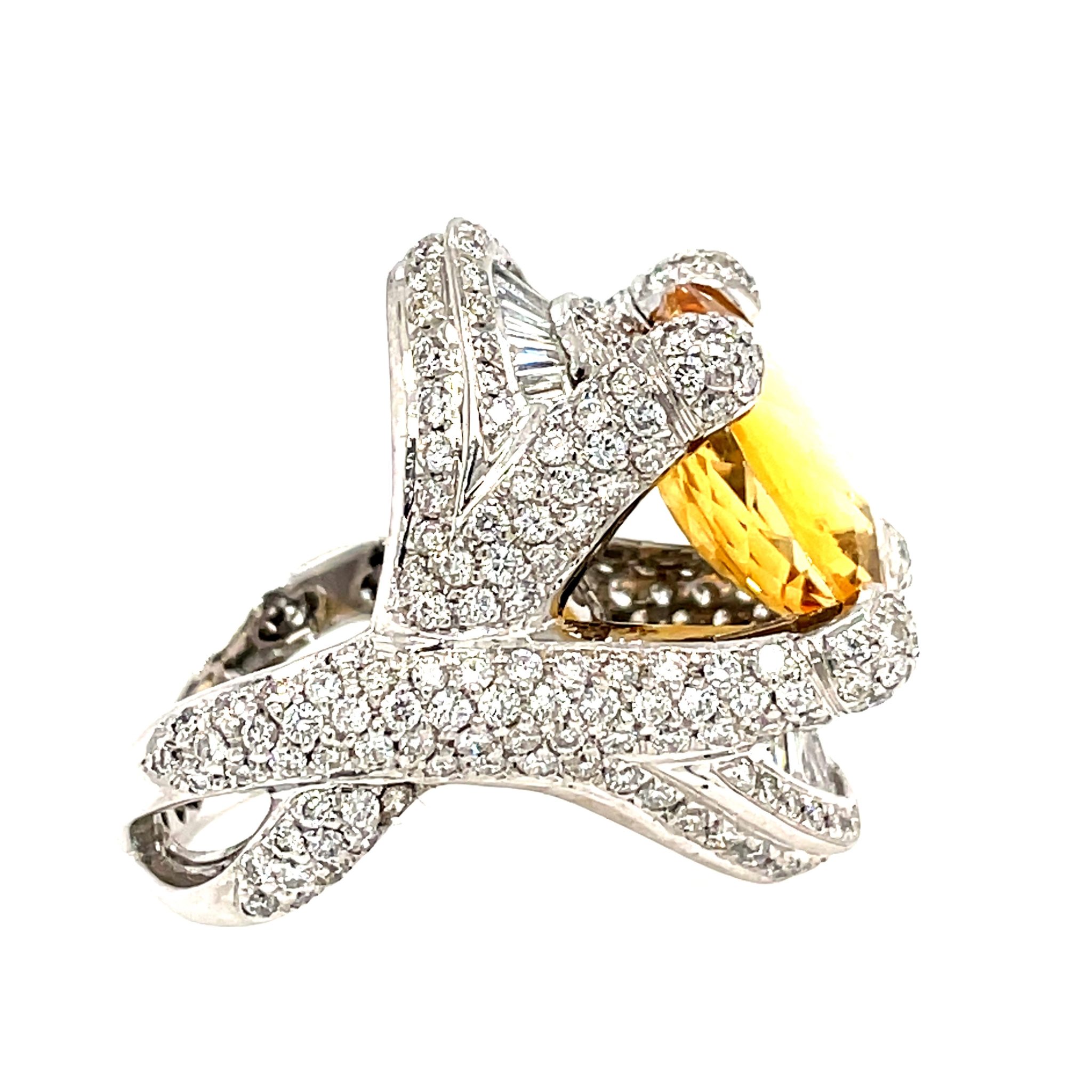 Citrin Cocktail Ring Gr. 56 ca. 3,44 ct Diamanten Weißgold 750/ 18K - Bild 3