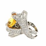 Citrin Cocktail Ring Gr. 56 ca. 3,44 ct Diamanten Weißgold 750/ 18K - Bild 2 Vorschau