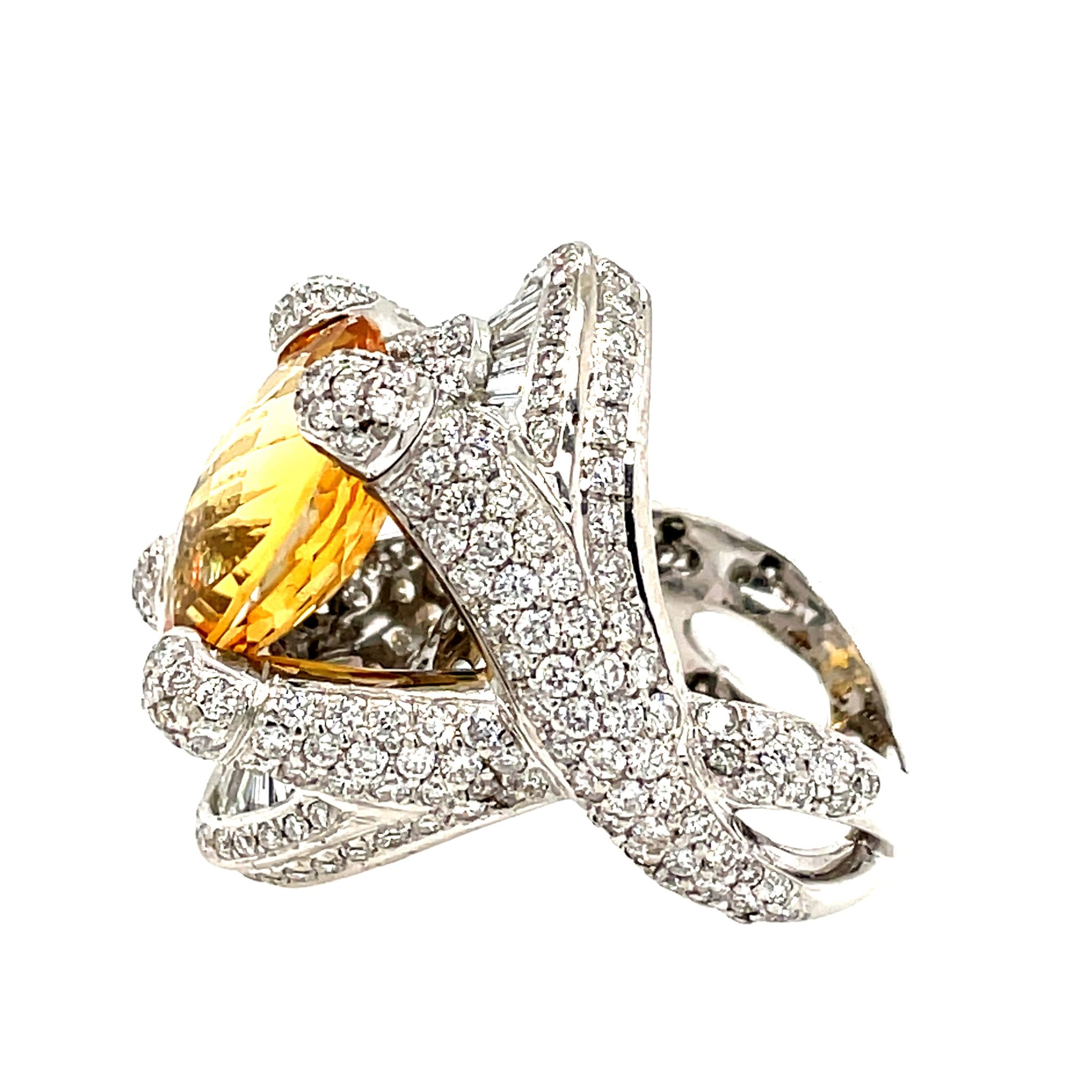 Citrin Cocktail Ring Gr. 56 ca. 3,44 ct Diamanten Weißgold 750/ 18K - Bild 2