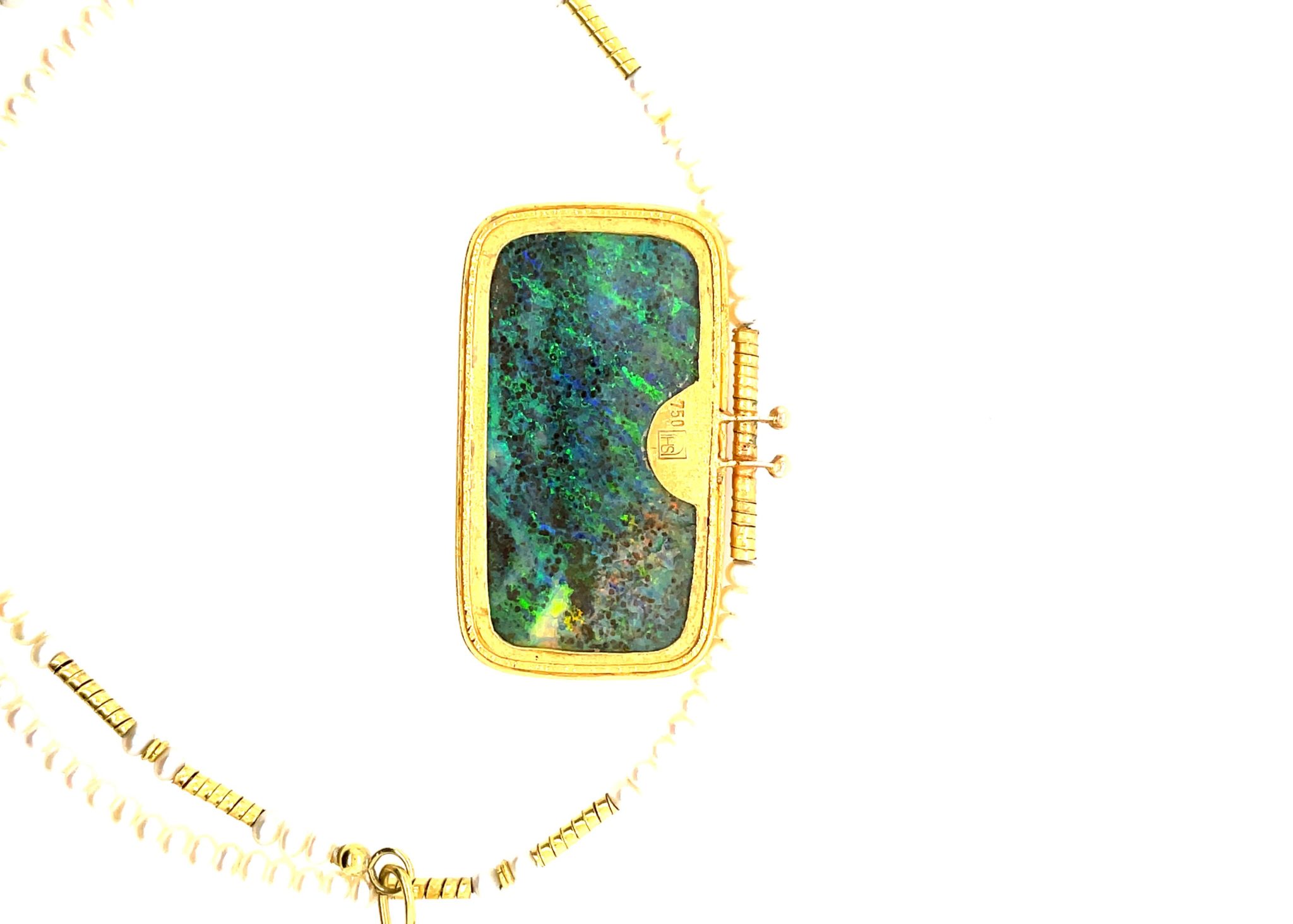 Opal Kette Perlenbesatz Gold Kette Gelbgold 750/ 18K - Bild 3