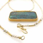 Opal Kette Perlenbesatz Gold Kette Gelbgold 750/ 18K - Bild 5 Vorschau