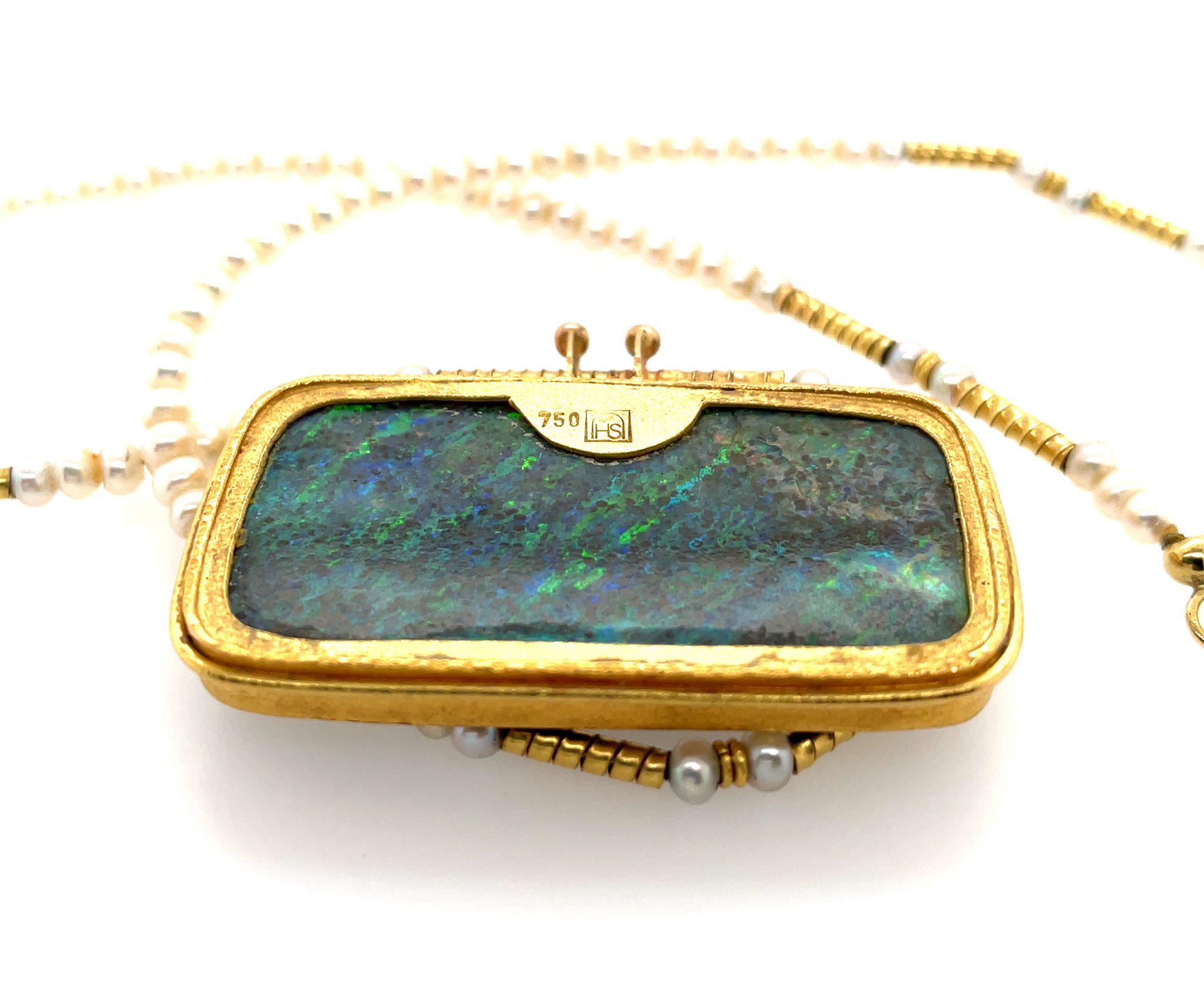 Opal Kette Perlenbesatz Gold Kette Gelbgold 750/ 18K - Bild 6