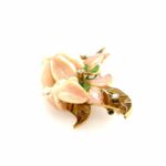 Florale Korallen Brosche Emaille Diamanten Gelbgold 750/ 18K - Bild 2 Vorschau