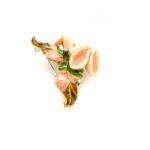 Florale Korallen Brosche Emaille Diamanten Gelbgold 750/ 18K - Bild 4 Vorschau