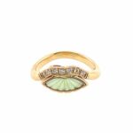 Chrysopras Ring ca. 0,10 ct Diamanten Gold Ring Gelbgold 750/ 18K - Bild 2 Vorschau