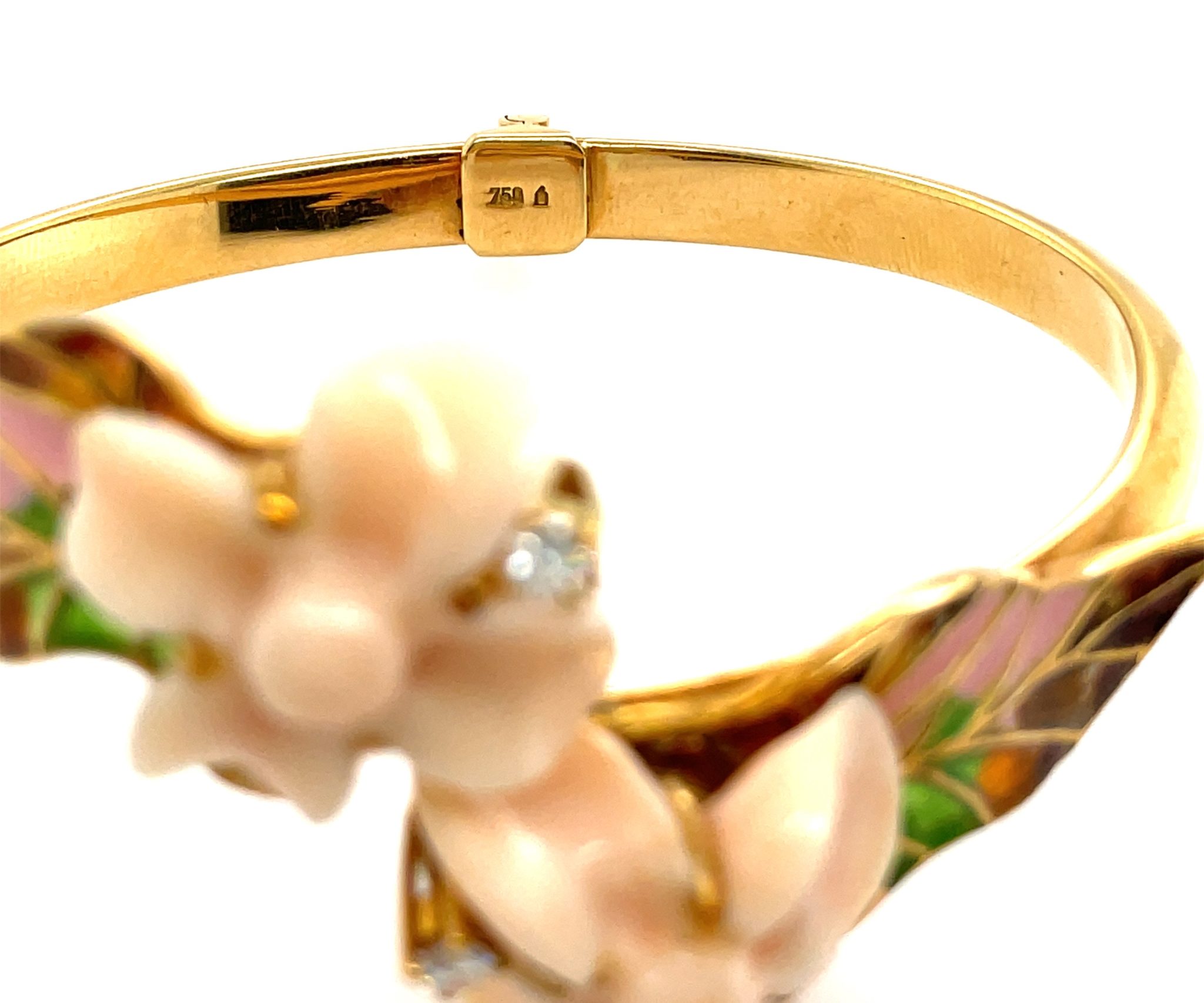 Korallen Armreif Diamanten Emaille Gold Armband Gelbgold 750/ 18K - Bild 5