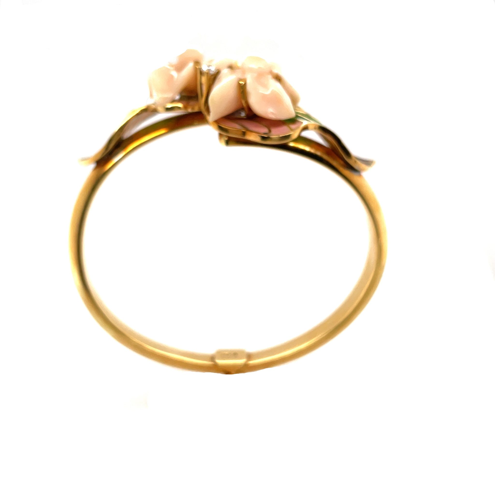 Korallen Armreif Diamanten Emaille Gold Armband Gelbgold 750/ 18K - Bild 3