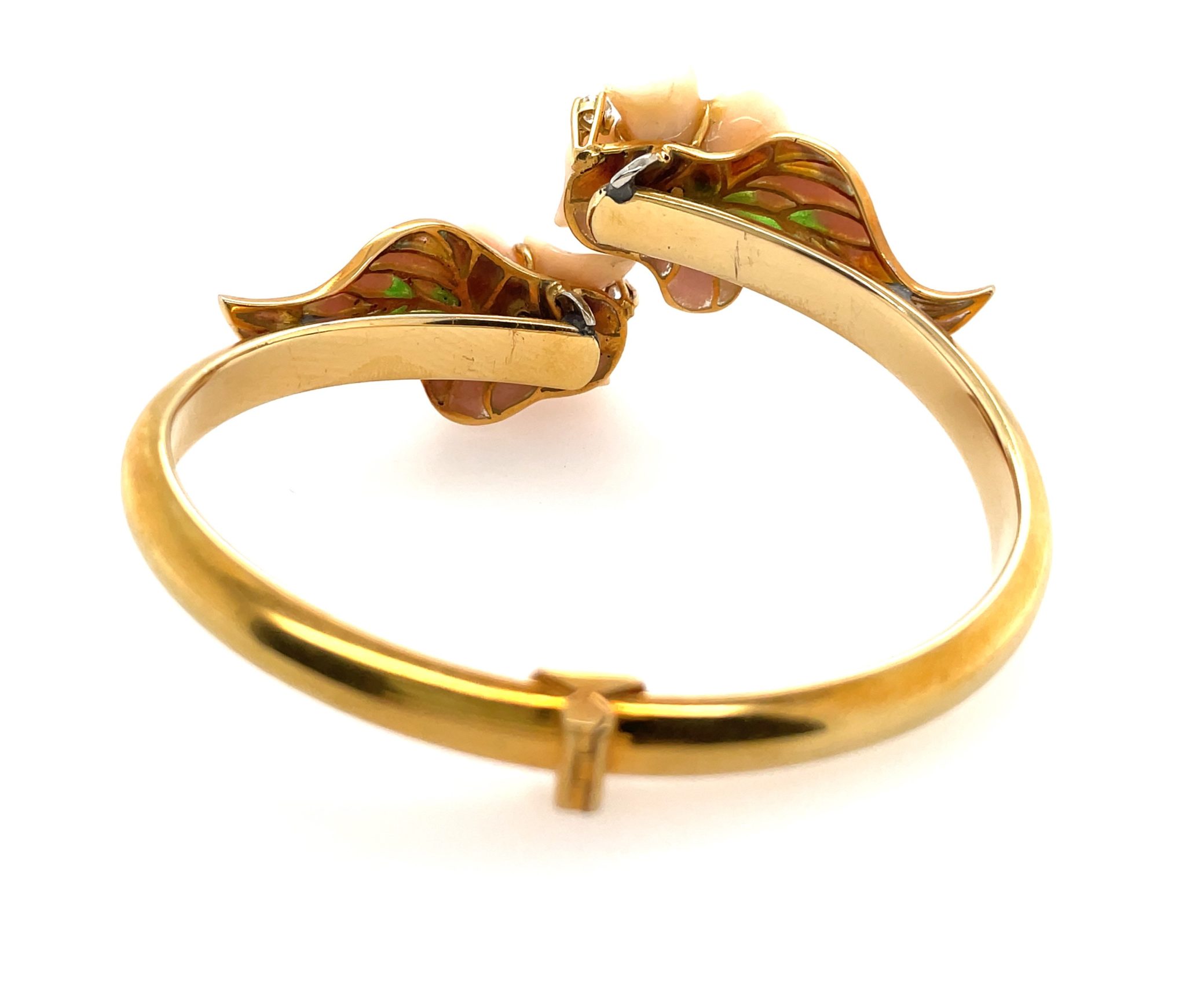Korallen Armreif Diamanten Emaille Gold Armband Gelbgold 750/ 18K - Bild 4