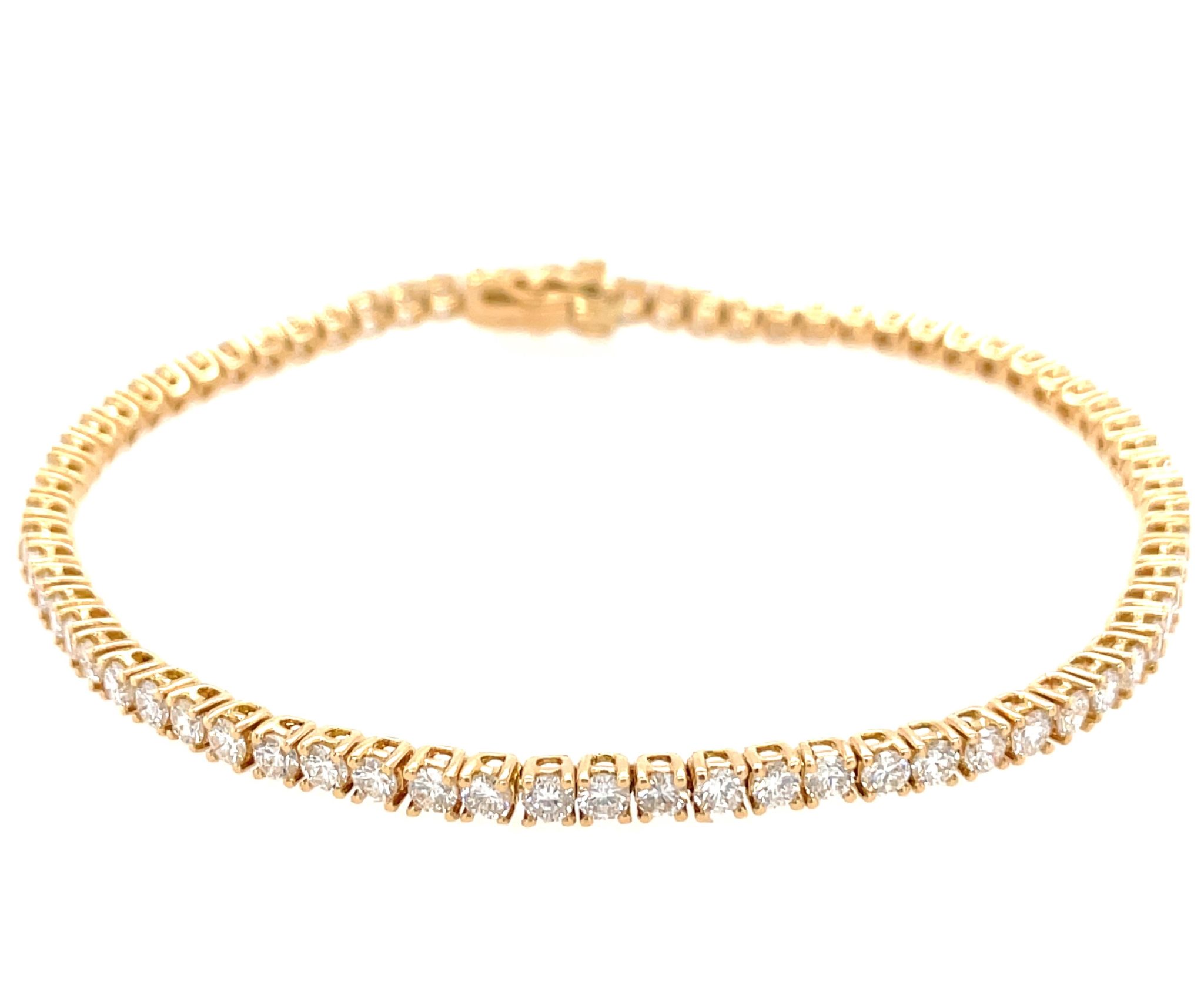 Tennisarmband 18,5 cm ca. 3,65 ct Gelbgold 750/ 18K - Bild 3