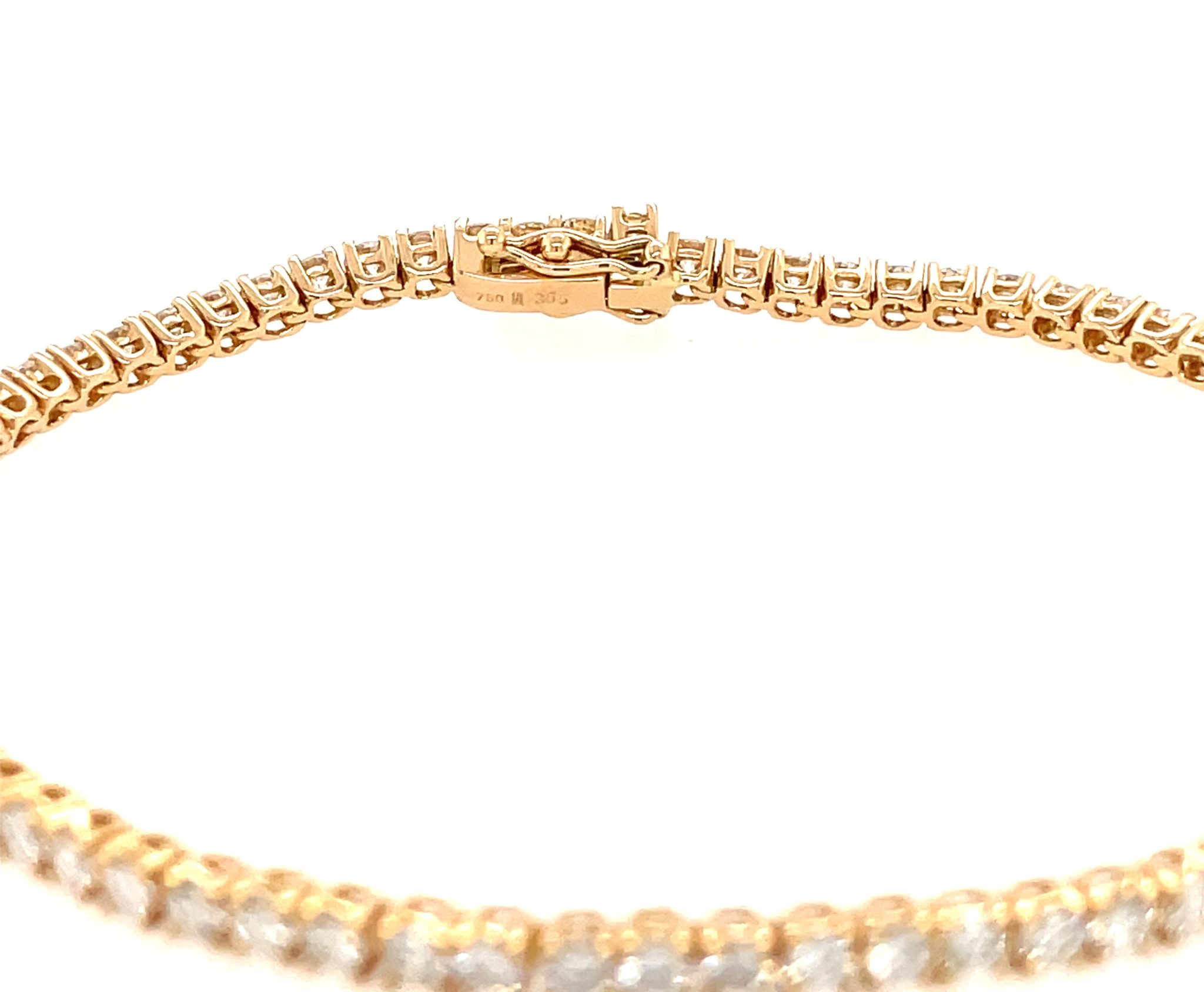 Tennisarmband 18,5 cm ca. 3,65 ct Gelbgold 750/ 18K - Bild 4