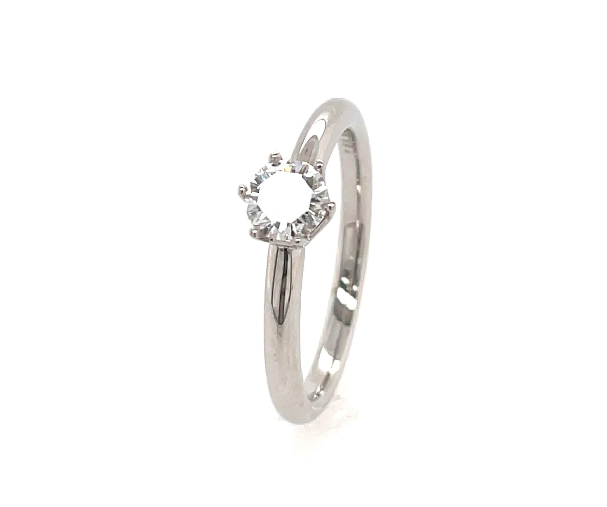 Solitärring Gr. 54,5 0,42 ct Diamant Weißgold 750/ 18K HRD Zertifikat - Bild 4