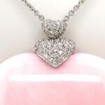 Rosenquarz Herz Kette 42cm ca. 0,77 ct Diamanten Weißgold 750 /18K - Bild 5 Vorschau