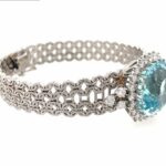 Aquamarin Armband ca. 25 ct 18 cm ca. 2,0 ct Diamanten Weißgold 750/ 18K - Bild 4 Vorschau