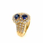 Saphir Ring ca. 0,90 ct Gr. 51 mit ca. 0,50 ct Brillanten Gelbgold 750/ 18K - Bild 2 Vorschau