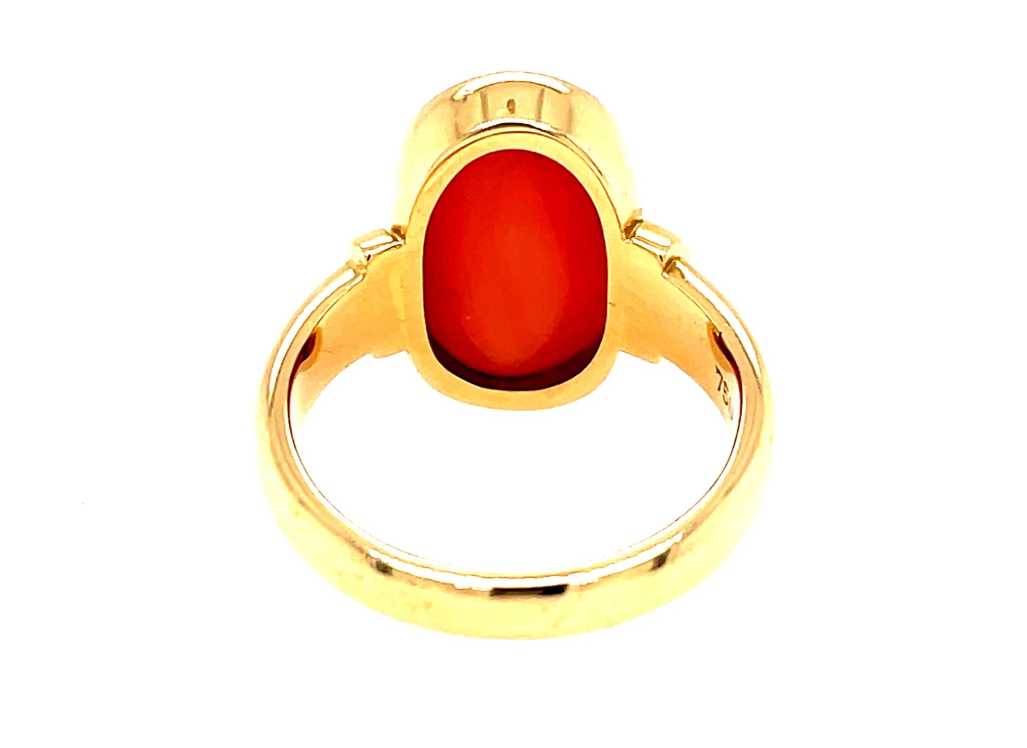 Korallen Ring Gr. 57 Gelbgold 750/ 18K - Bild 2