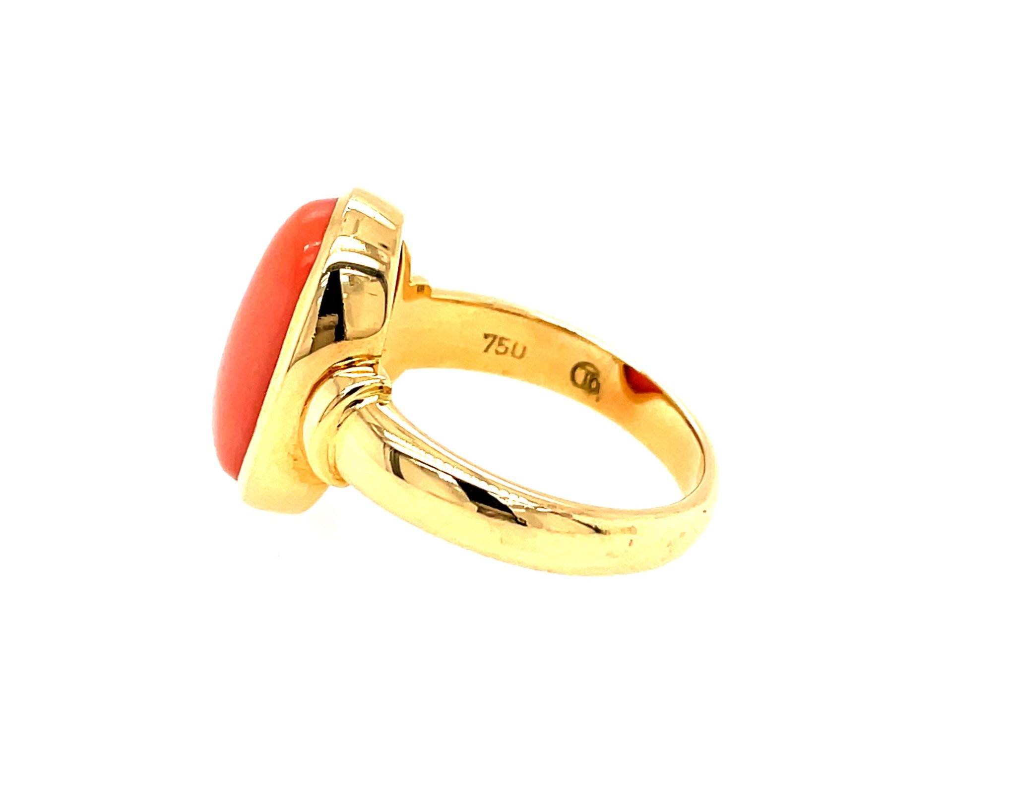 Korallen Ring Gr. 57 Gelbgold 750/ 18K - Bild 3