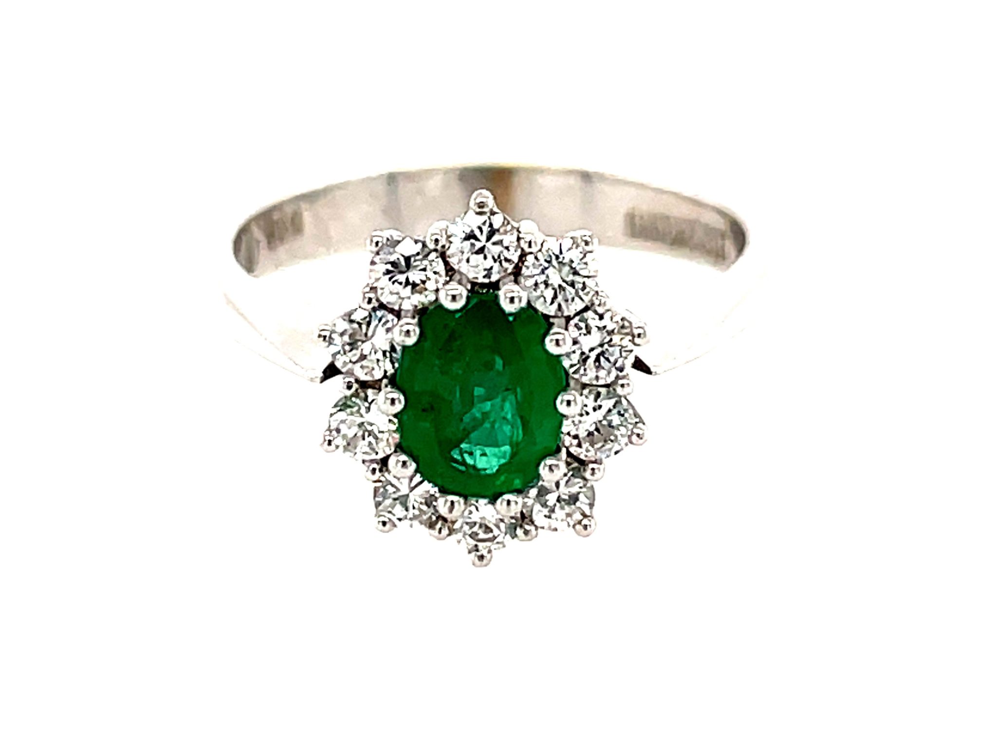 Smaragd Ring Gr. 55 ca. 0,50 ct Diamanten Weißgold 585/ 14K