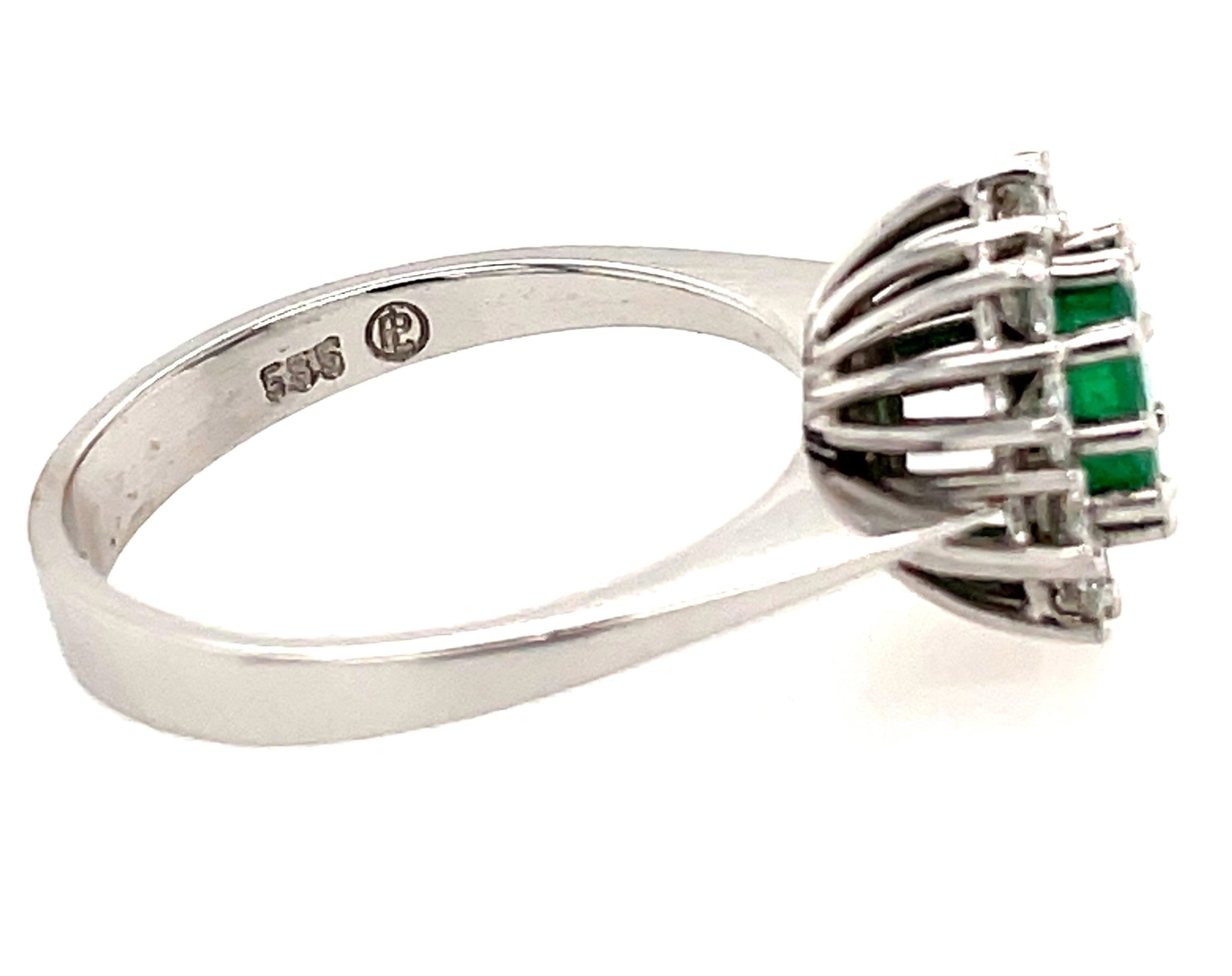 Smaragd Ring Gr. 55 ca. 0,50 ct Diamanten Weißgold 585/ 14K - Bild 5