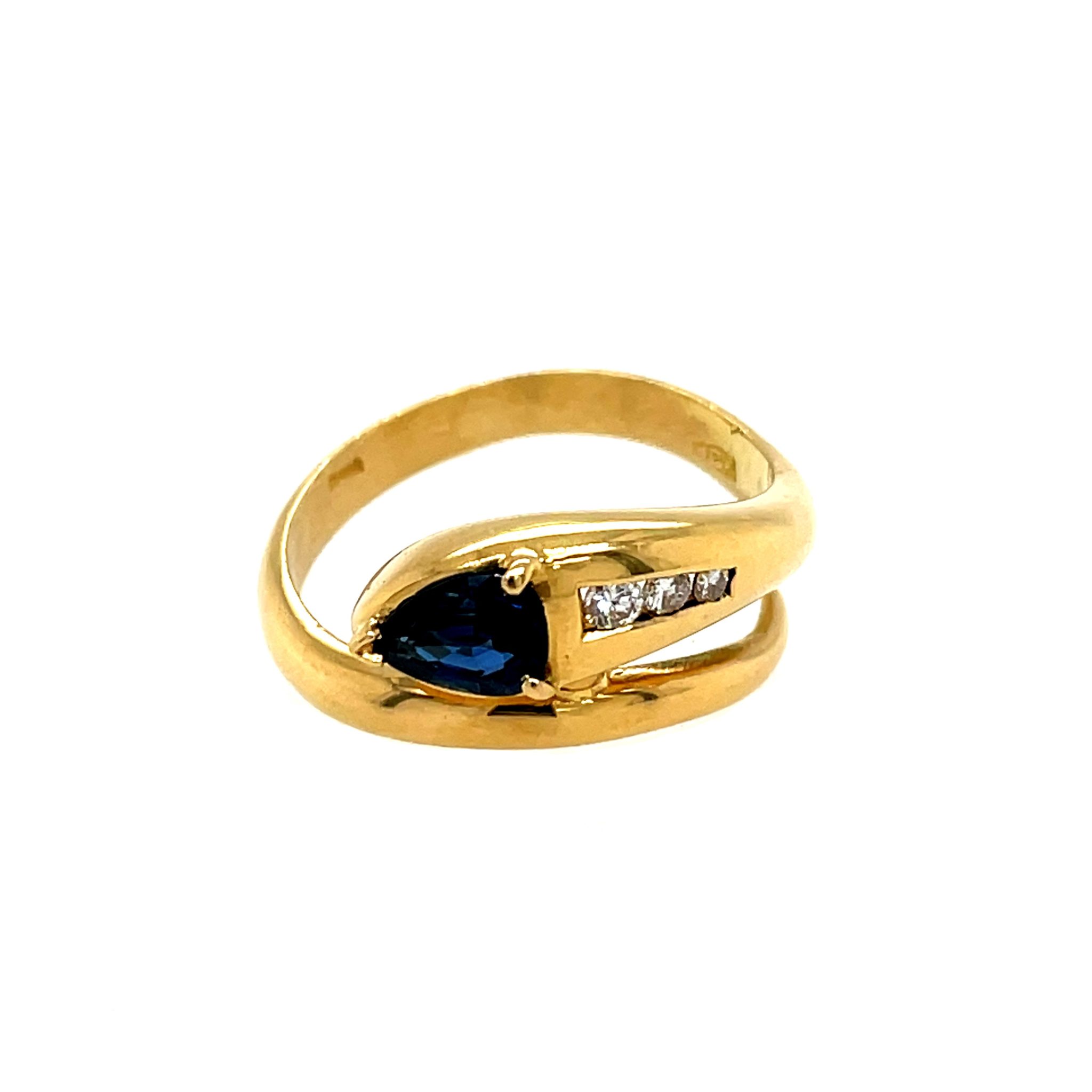 Saphir „Schlange“ Ring ca.0,50ct Gr.54 ca. 0,10 ct Diamanten Gelbgold 750/ 18K - Bild 2