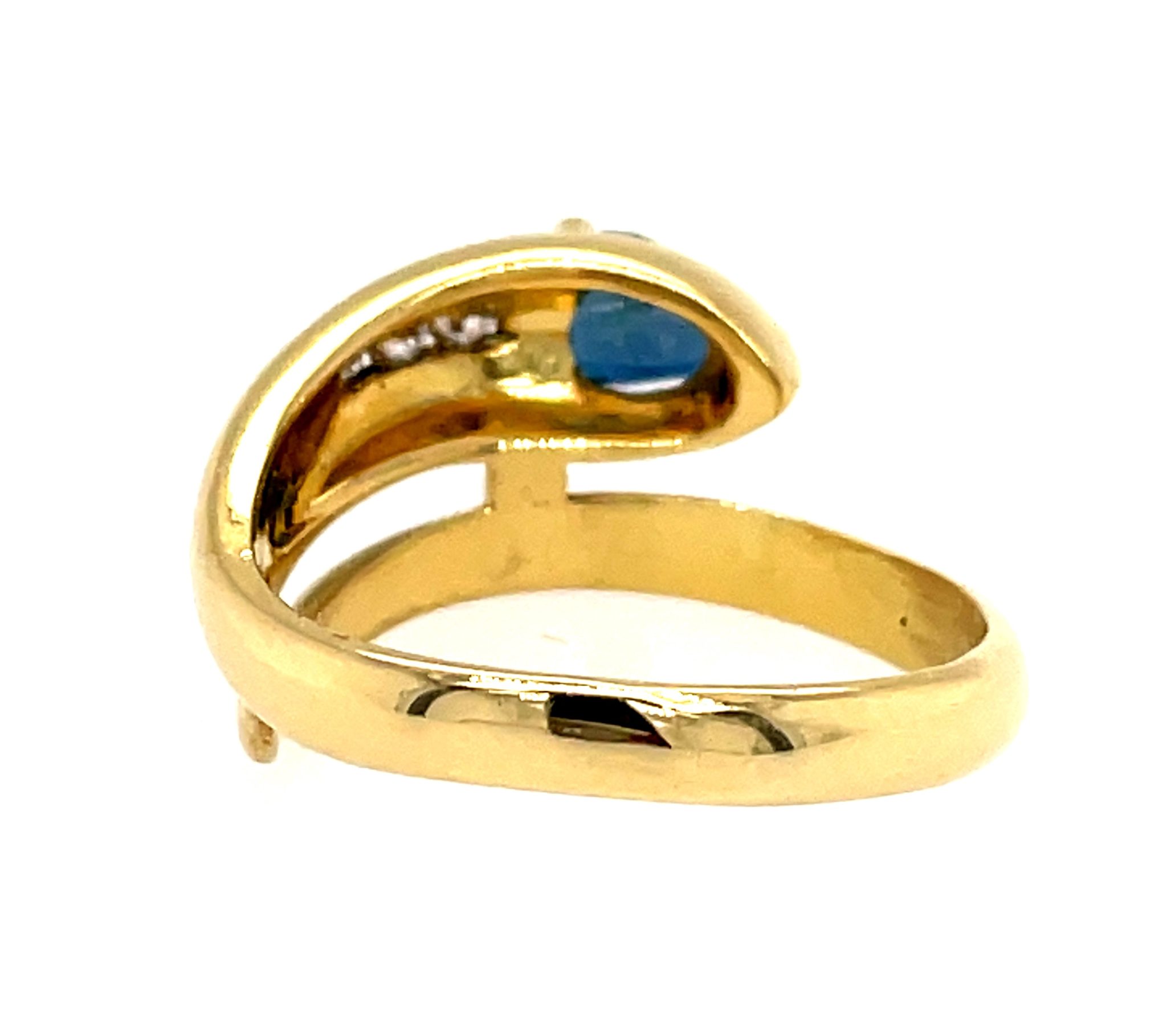 Saphir „Schlange“ Ring ca.0,50ct Gr.54 ca. 0,10 ct Diamanten Gelbgold 750/ 18K - Bild 5
