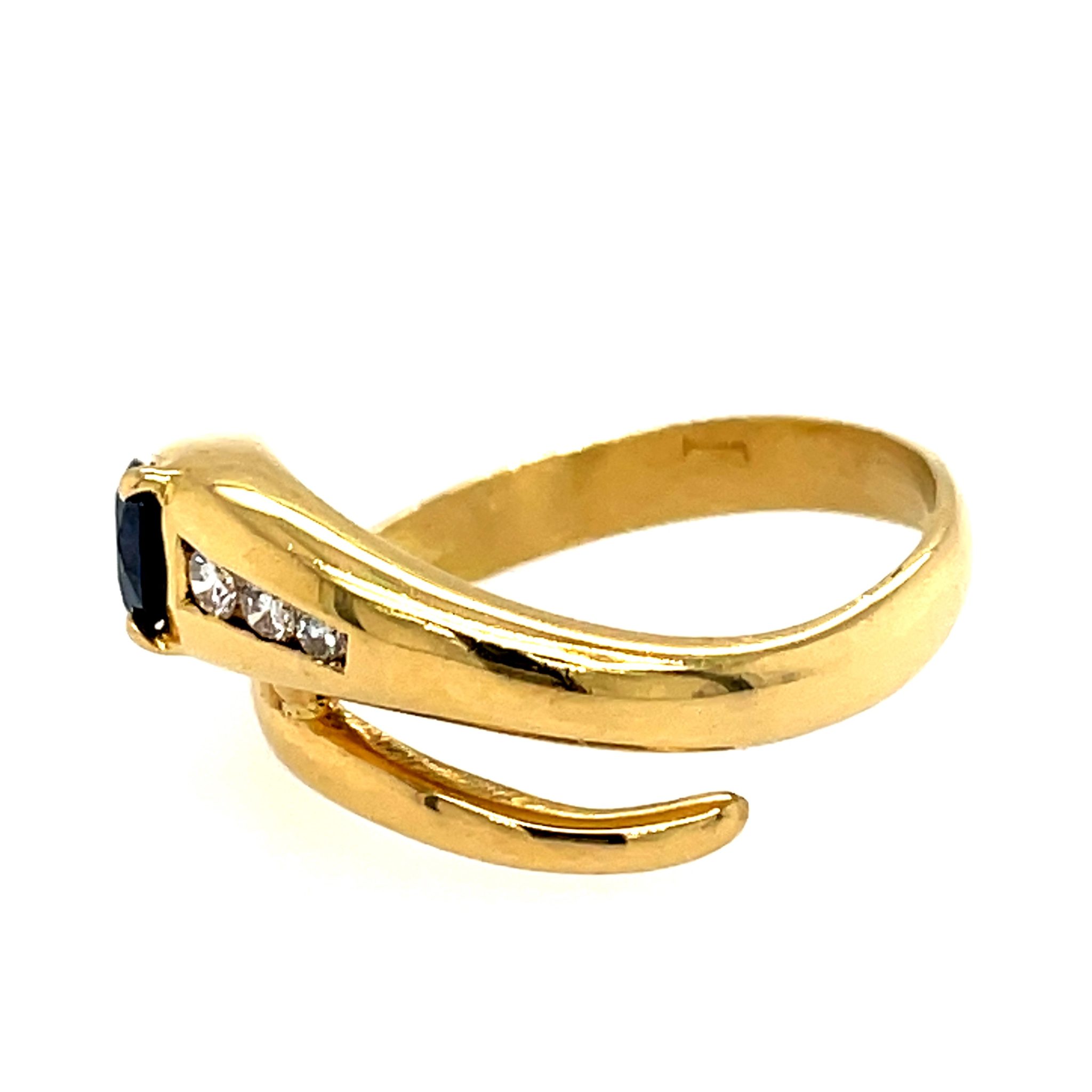 Saphir „Schlange“ Ring ca.0,50ct Gr.54 ca. 0,10 ct Diamanten Gelbgold 750/ 18K - Bild 3
