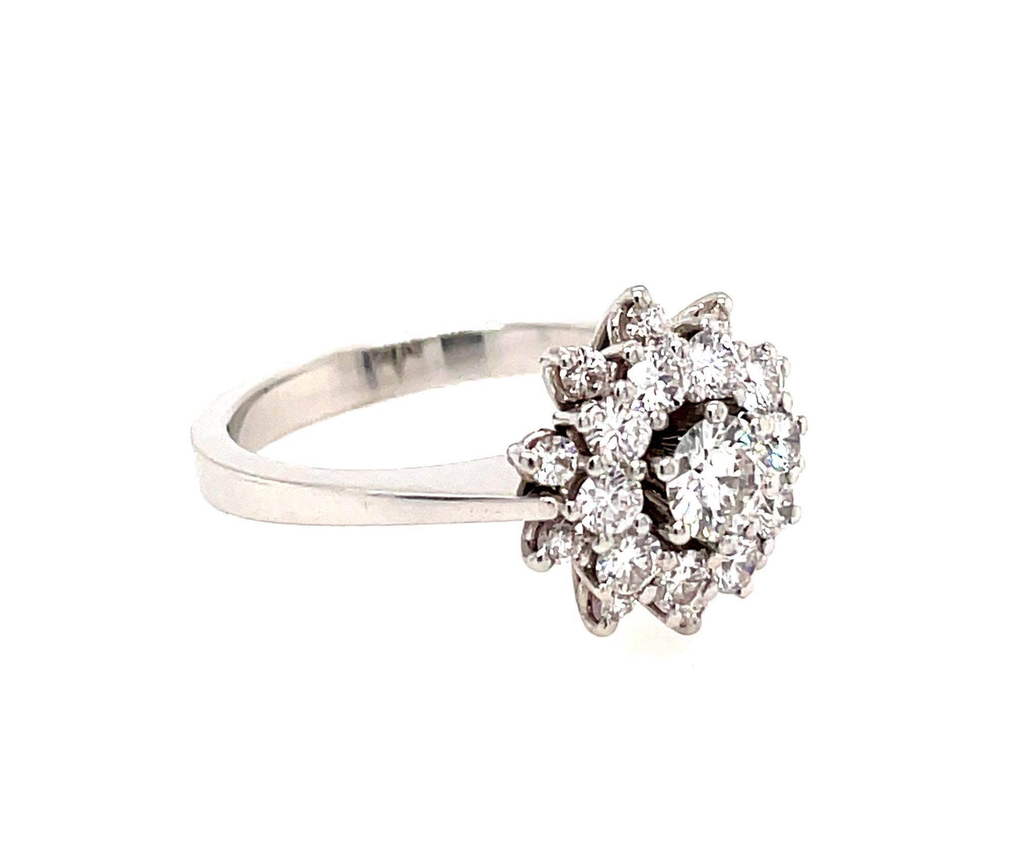 Entourage Ring Gr. 55 ca. 1,1 ct Diamanten Weißgold 750/ 18K - Bild 3