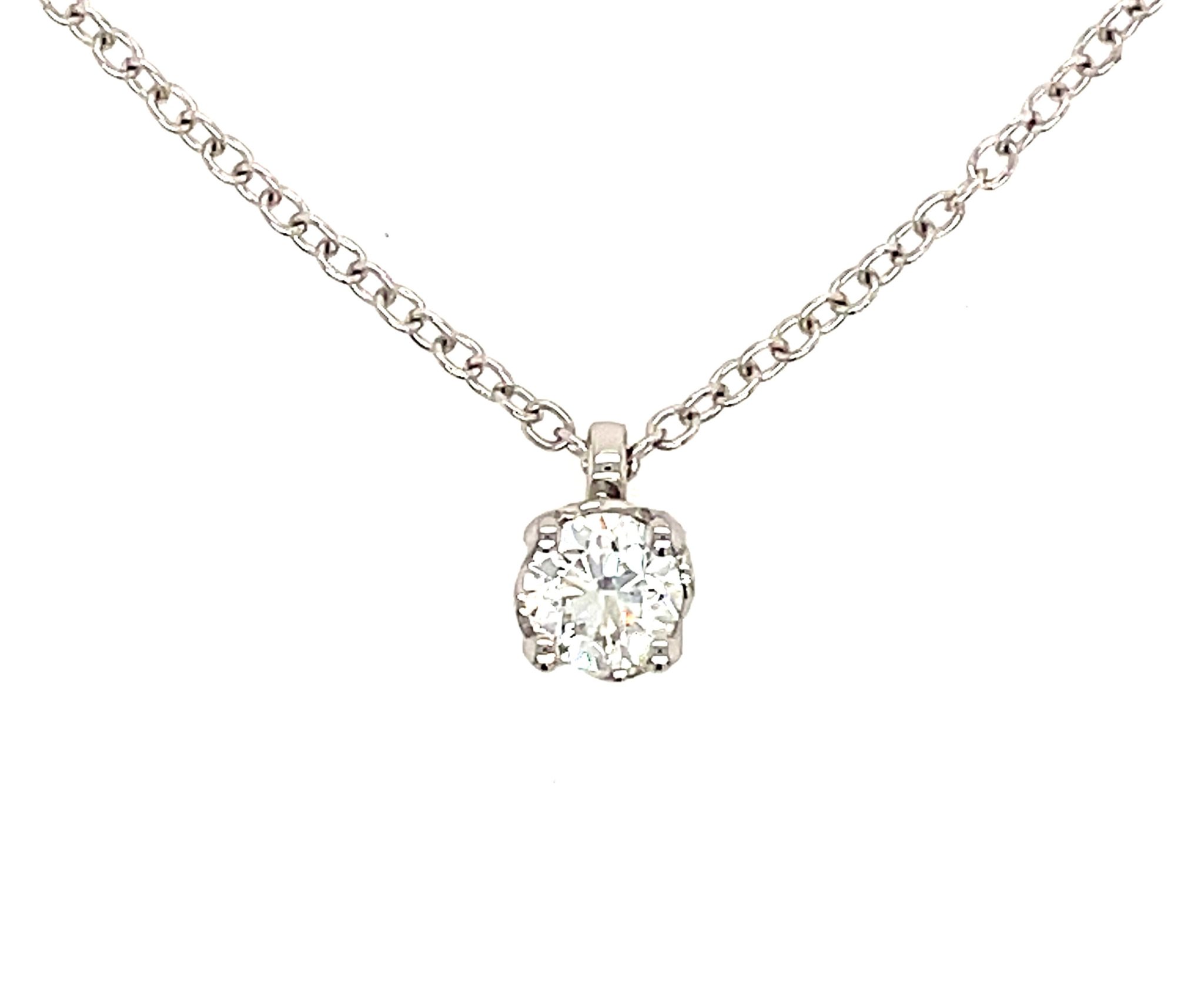 Rüschenbeck Kette mit Solitäranhänger 44cm 0,50 ct Diamant Weißgold 18K GIA Zertifikat