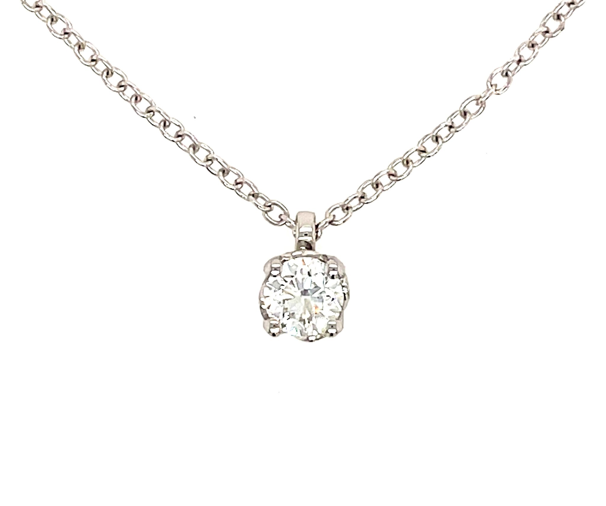 Rüschenbeck Kette mit Solitäranhänger 44cm 0,50 ct Diamant Weißgold 18K GIA Zertifikat