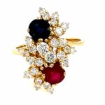 Toi et Moi Rubin Saphir Ring ca. 0,80 ct Gr. 54,5 ca. 0,91 ct Diamanten Gelbgold 750/ 18K Vorschau
