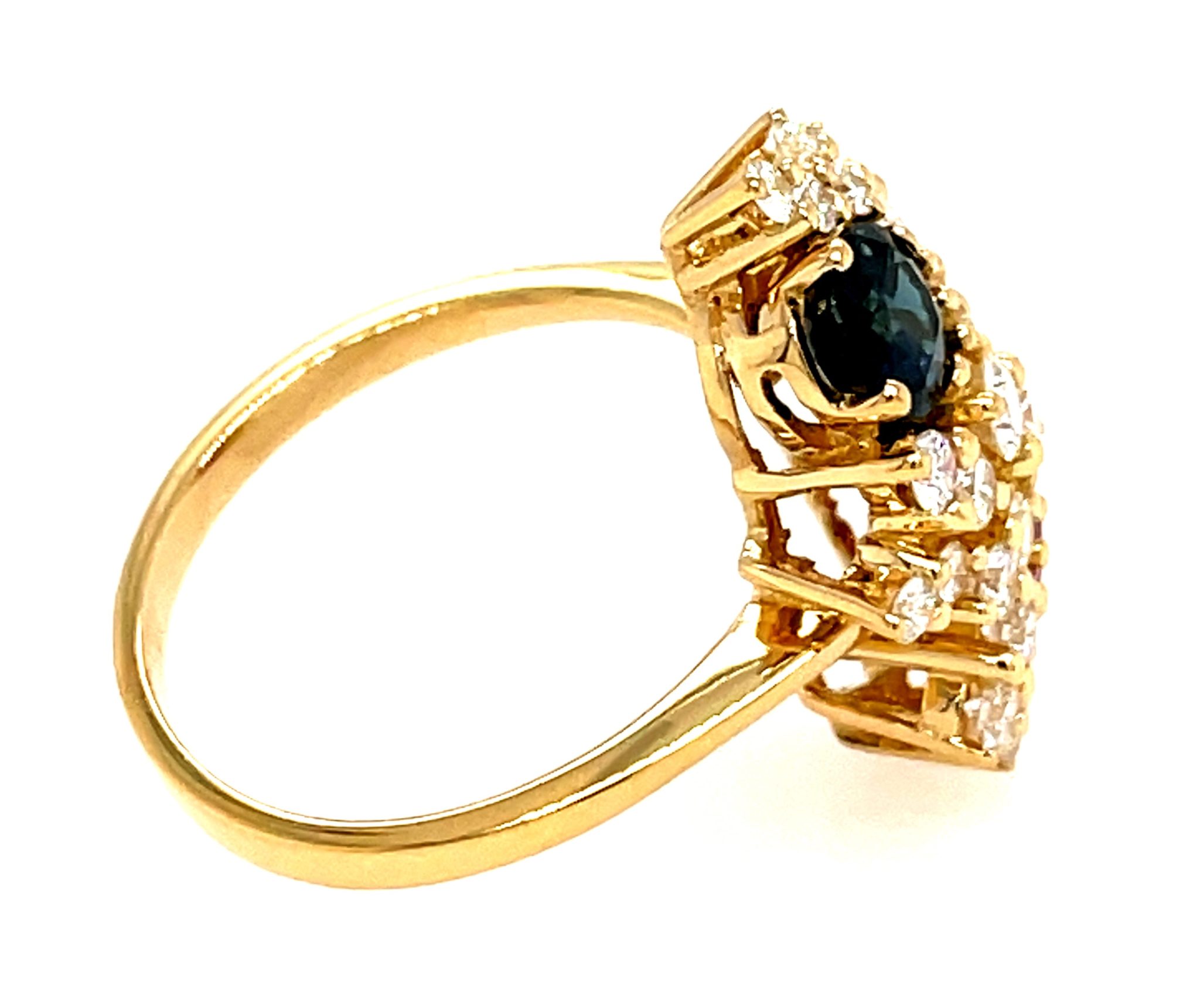Toi et Moi Rubin Saphir Ring ca. 0,80 ct Gr. 54,5 ca. 0,91 ct Diamanten Gelbgold 750/ 18K - Bild 3
