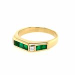 Smaragd Ring Gr. 54,5 ca. 0,20 ct Diamanten Gelbgold 750/ 18K - Bild 2 Vorschau