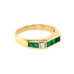Smaragd Ring Gr. 54,5 ca. 0,20 ct Diamanten Gelbgold 750/ 18K - Bild 3 Vorschau
