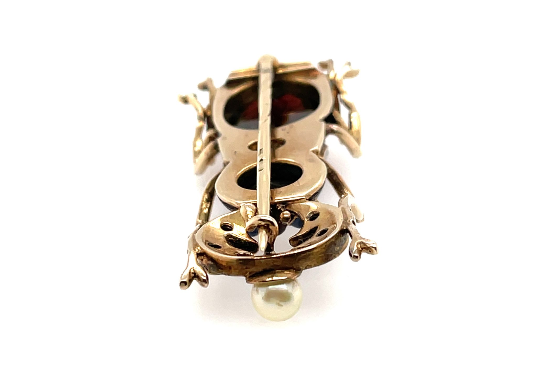 Granat „Hirschkäfer“ Brosche Diamanten, Perlen, Opalen Gelbgold 750/ 18K - Bild 5