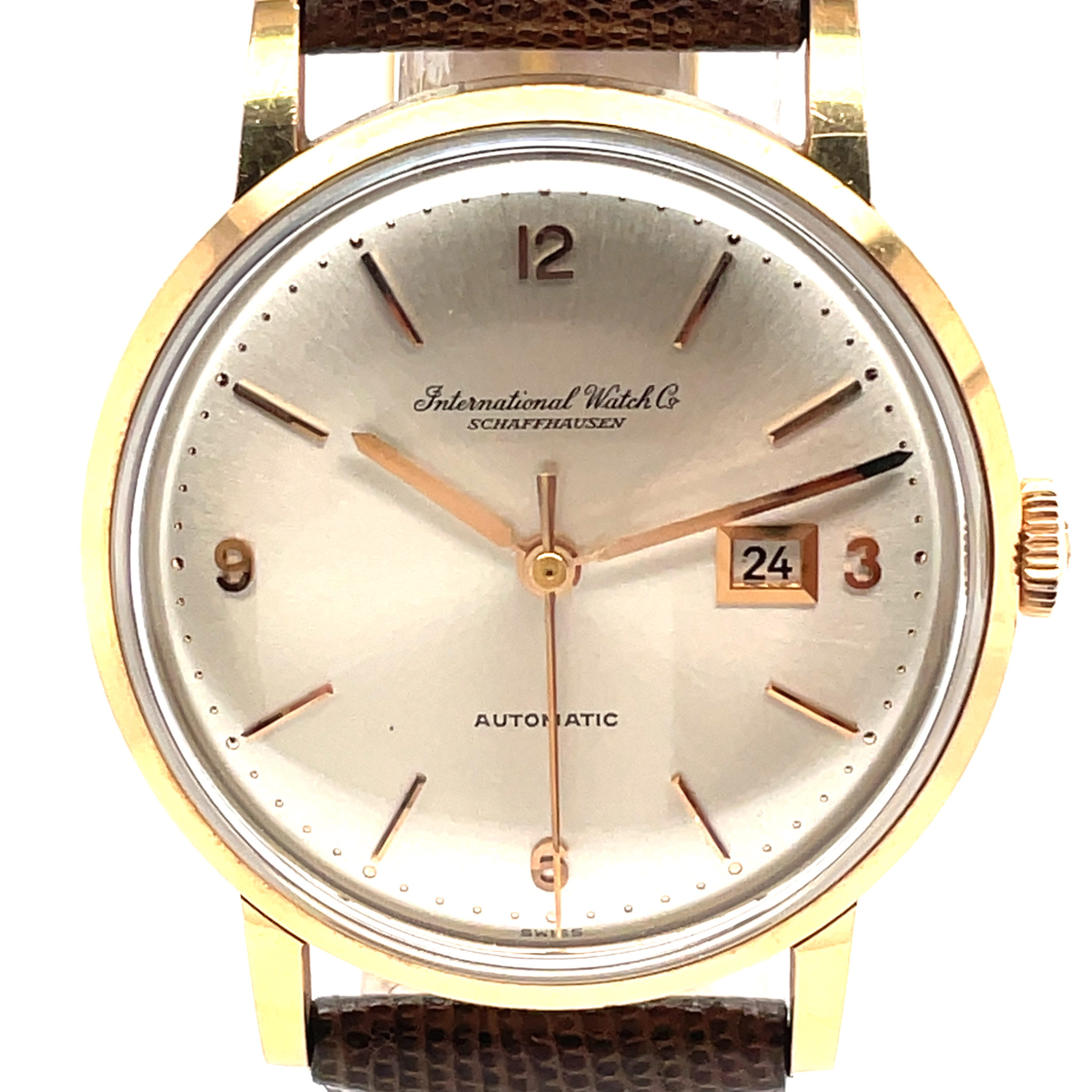 IWC Klassik Pink Gold 750, Cal. 8531 Automatic, Date 1960s Pie Pan Dial VINTAGE WATCH