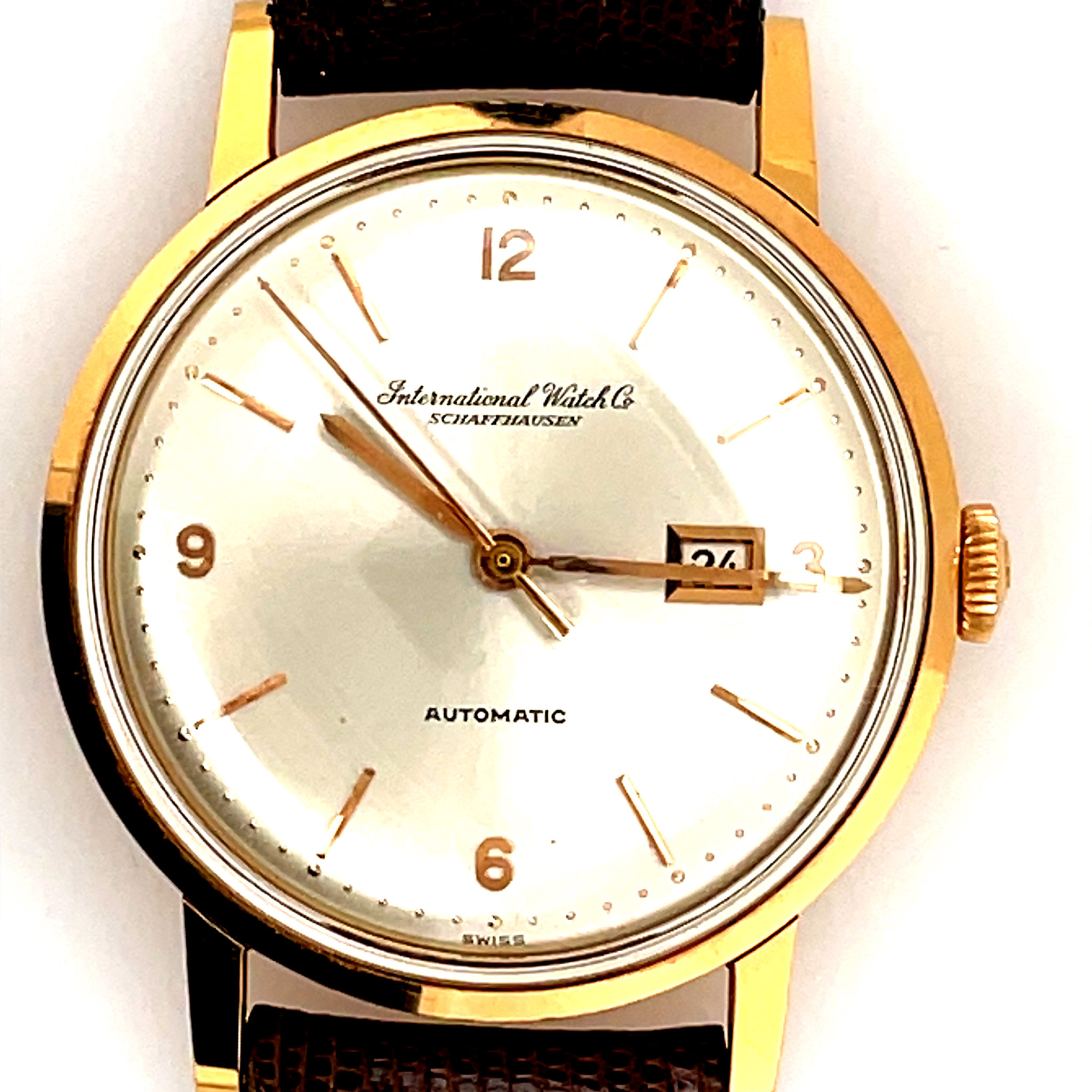 IWC Klassik Pink Gold 750, Cal. 8531 Automatic, Date 1960s Pie Pan Dial VINTAGE WATCH - Bild 8