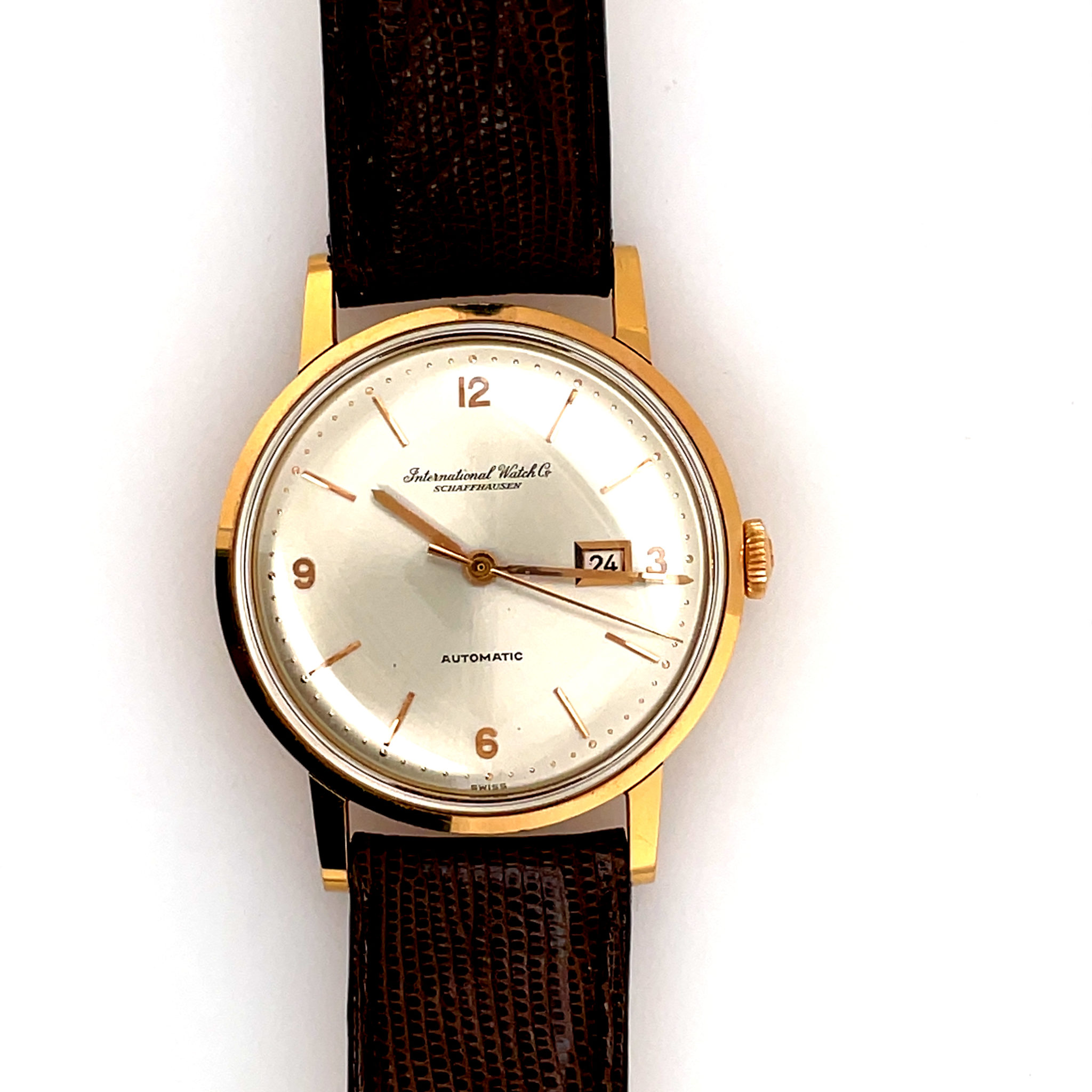 IWC Klassik Pink Gold 750, Cal. 8531 Automatic, Date 1960s Pie Pan Dial VINTAGE WATCH - Bild 9