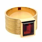 Granat Ring Gr. 62 Gelbgold 750/ 18K - Bild 2 Vorschau