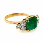 Smaragd 3,78ct Ring Gr.57 ca. 0,60ct Diamanten Gelbgold 18K DSEF Zertifikat - Bild 2 Vorschau