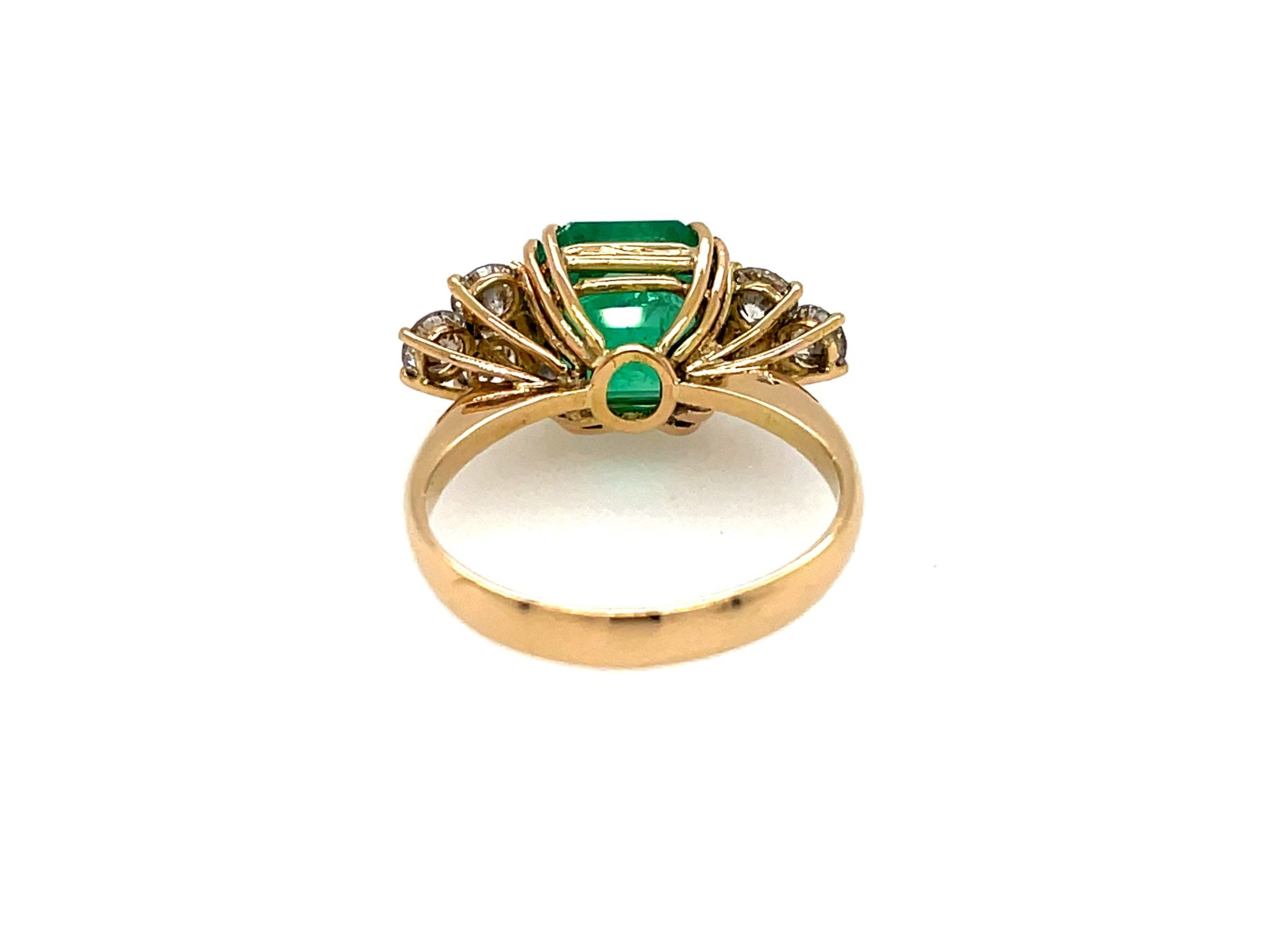 Smaragd 3,78ct Ring Gr.57 ca. 0,60ct Diamanten Gelbgold 18K DSEF Zertifikat - Bild 3