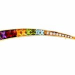 Farbstein Brosche ca. 0,38 ct Diamanten Gelbgold 750/ 18K Vorschau